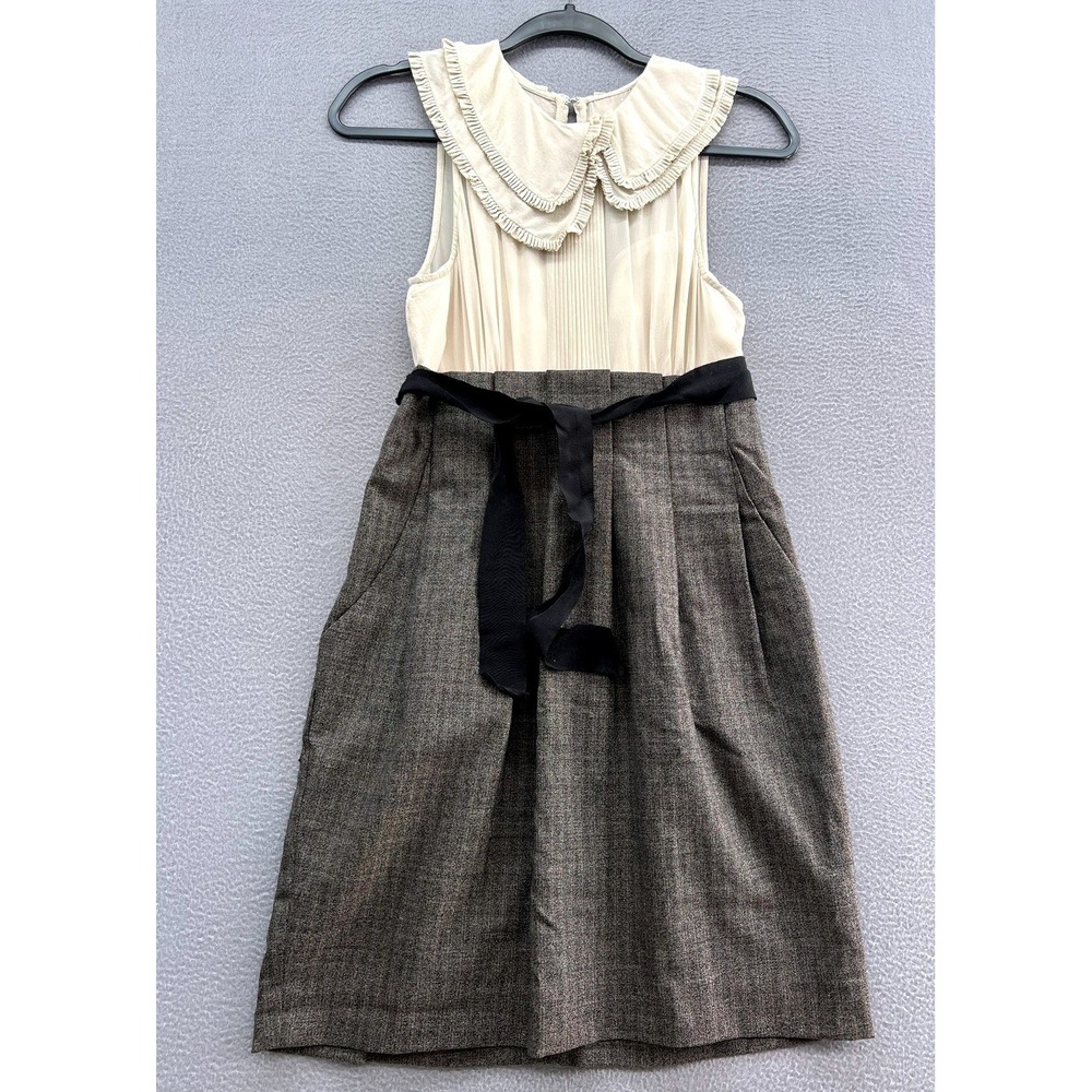 BCBGMAXAZRIA  Dress 4 Silk Wool Blend Ruffle Collar Dark Java MKK6C739